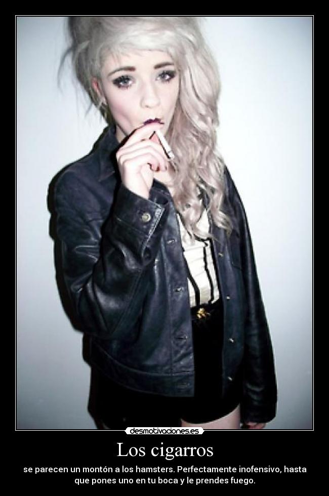 Los cigarros - se parecen un montón a los hamsters. Perfectamente inofensivo, hasta
que pones uno en tu boca y le prendes fuego.