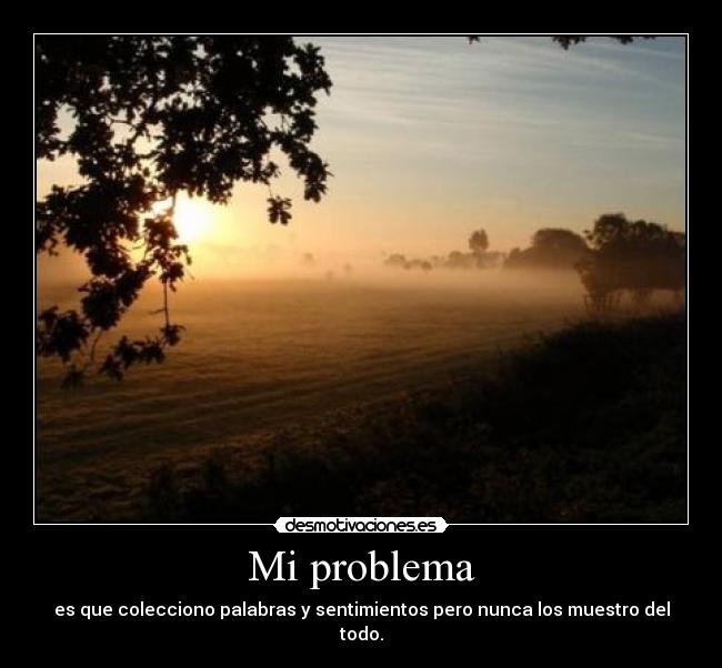 Mi problema - es que colecciono palabras y sentimientos pero nunca los muestro del todo.