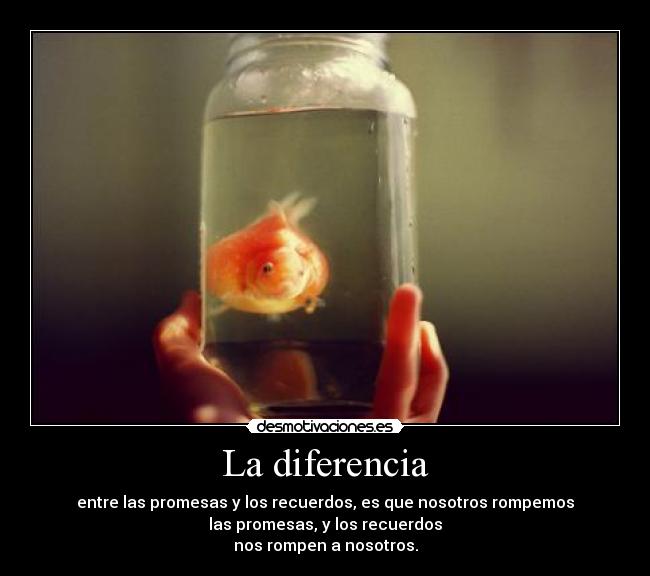 La diferencia - entre las promesas y los recuerdos, es que nosotros rompemos
las promesas, y los recuerdos
nos rompen a nosotros.