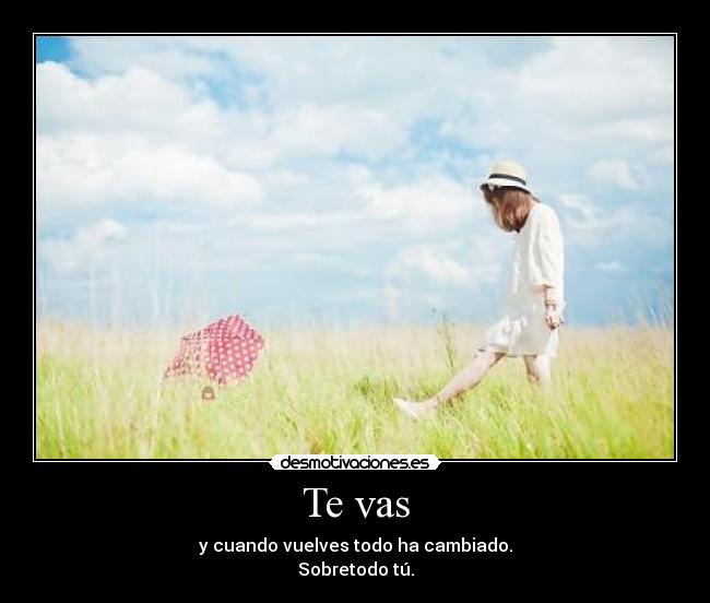 Te vas - y cuando vuelves todo ha cambiado.
Sobretodo tú.