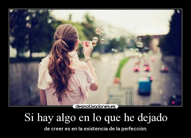 Si hay algo en lo que he dejado - de creer es en la existencia de la perfección.