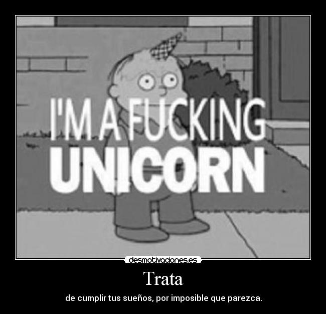 Trata - de cumplir tus sueños, por imposible que parezca.