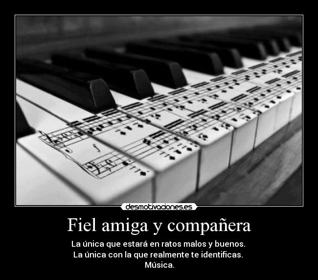 Fiel amiga y compañera - La única que estará en ratos malos y buenos.
La única con la que realmente te identificas.
Música.