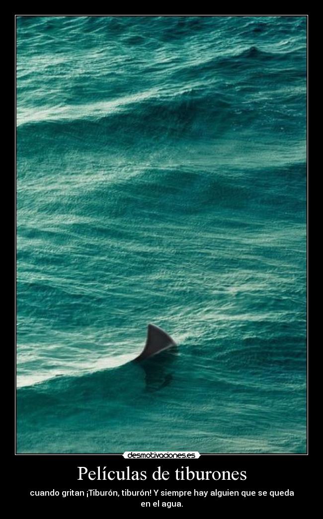Películas de tiburones - cuando gritan ¡Tiburón, tiburón! Y siempre hay alguien que se queda en el agua.
