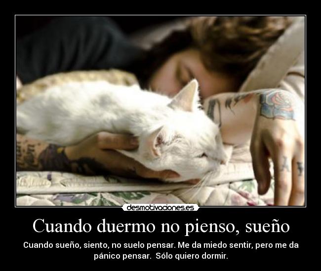 Cuando duermo no pienso, sueño - Cuando sueño, siento, no suelo pensar. Me da miedo sentir, pero me da
pánico pensar. Sólo quiero dormir.