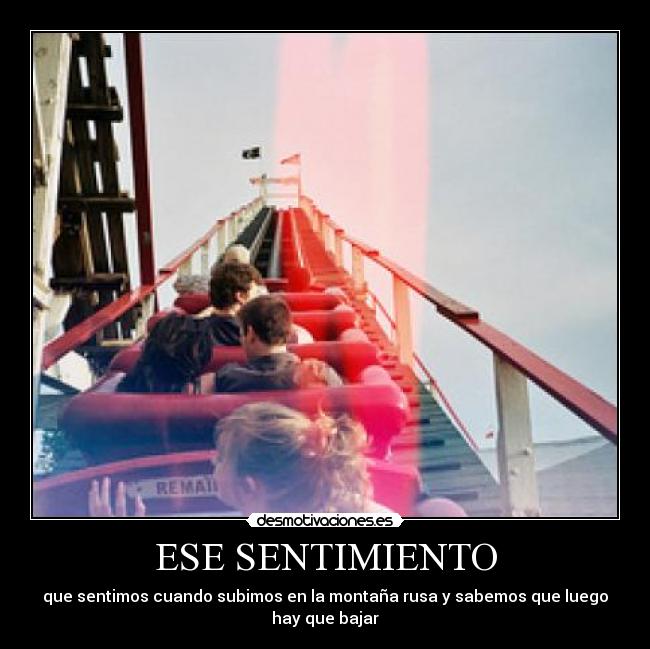 ESE SENTIMIENTO - que sentimos cuando subimos en la montaña rusa y sabemos que luego
hay que bajar