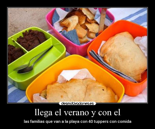 llega el verano y con el - las familias que van a la playa con 40 tuppers con comida