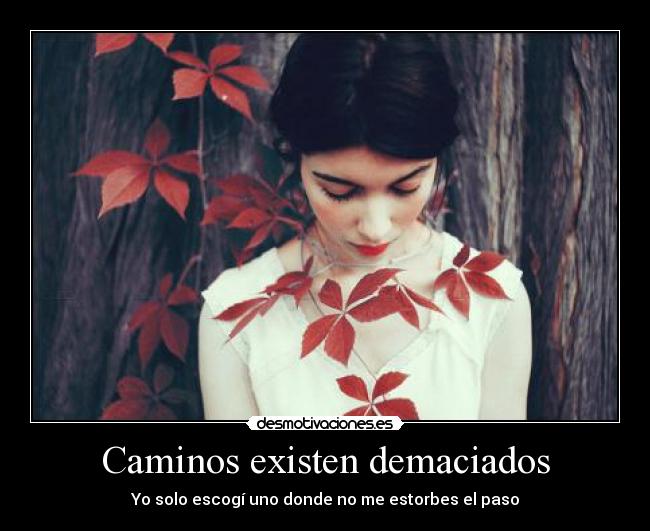 Caminos existen demaciados - Yo solo escogí uno donde no me estorbes el paso