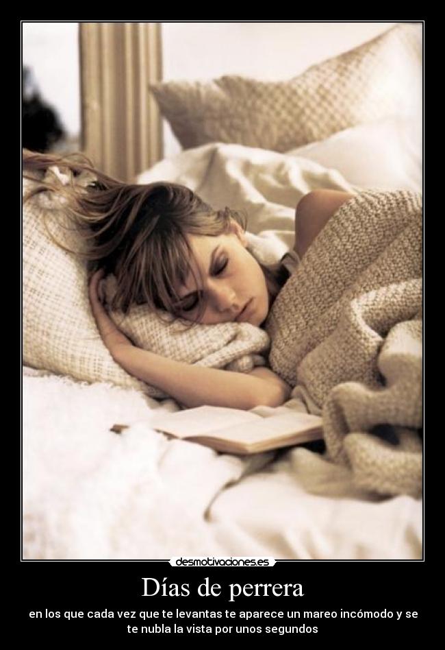 Días de perrera - en los que cada vez que te levantas te aparece un mareo incómodo y se
te nubla la vista por unos segundos