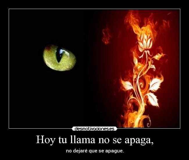 Hoy tu llama no se apaga, - no dejaré que se apague.