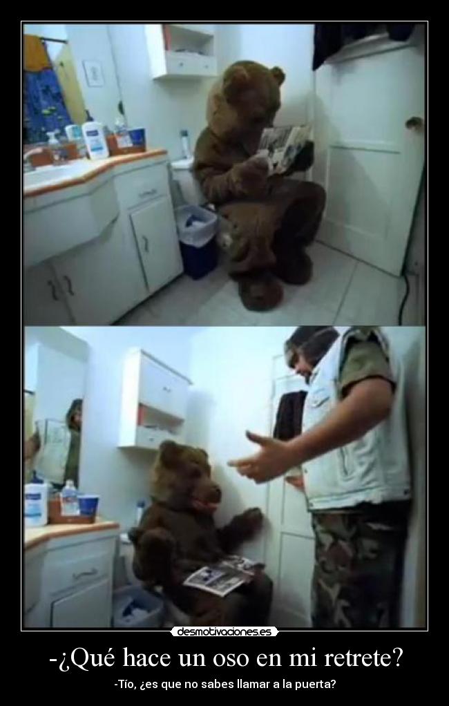 carteles oso disfraz retrete puerta cazador bano revista absurdo desmotivaciones