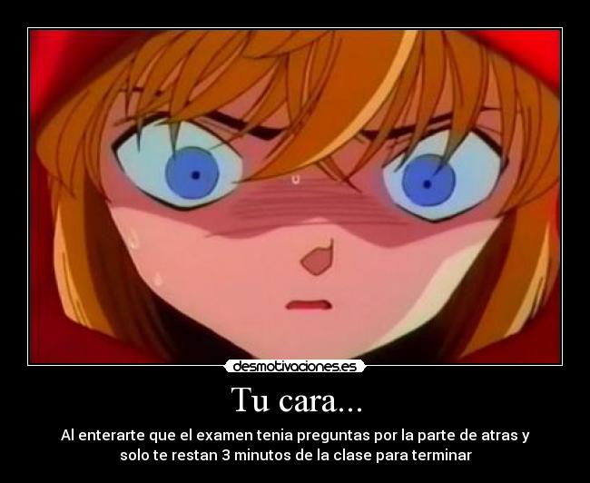 carteles anime examen perdido desmotivaciones