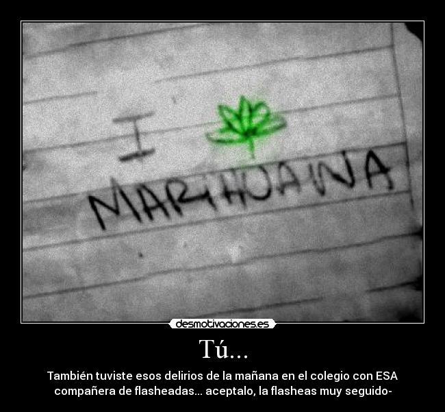 Tú... - También tuviste esos delirios de la mañana en el colegio con ESA
compañera de flasheadas... aceptalo, la flasheas muy seguido-