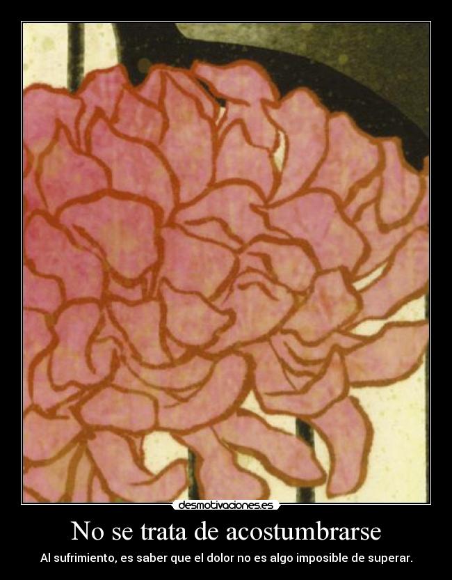 No se trata de acostumbrarse - Al sufrimiento, es saber que el dolor no es algo imposible de superar.