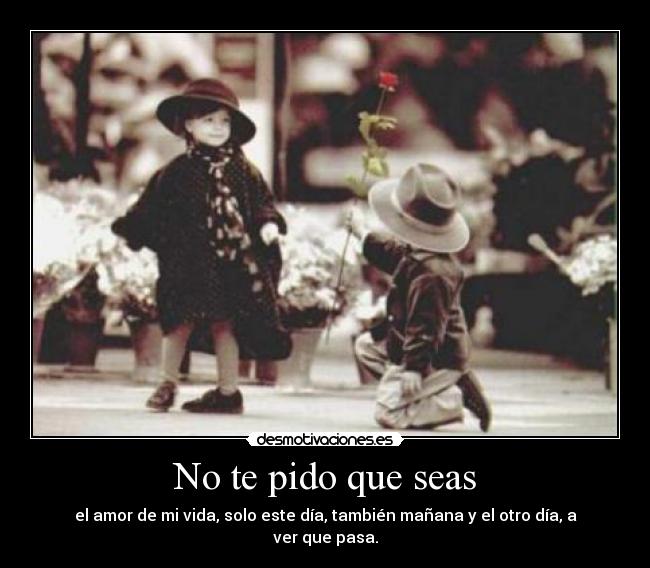 No te pido que seas - el amor de mi vida, solo este día, también mañana y el otro día, a ver que pasa.
