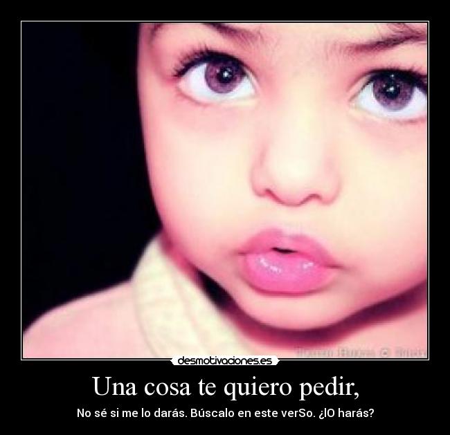 Una cosa te quiero pedir, - No sé si me lo darás. Búscalo en este verSo. ¿lO harás?