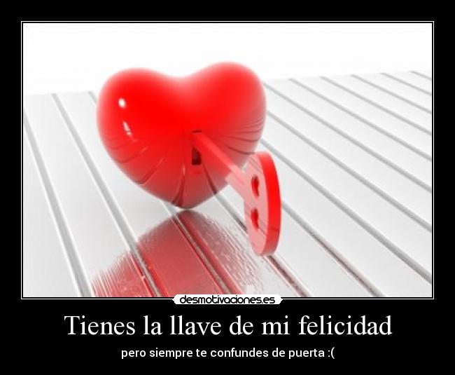Tienes la llave de mi felicidad - pero siempre te confundes de puerta :(
