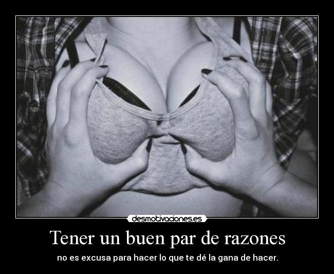 Tener un buen par de razones - no es excusa para hacer lo que te dé la gana de hacer.
