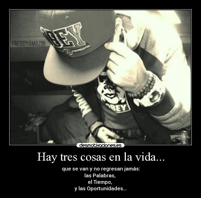 Hay tres cosas en la vida... - que se van y no regresan jamás:
las Palabras,
el Tiempo,
y las Oportunidades...