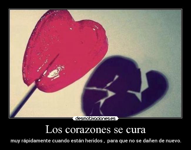 Los corazones se cura - muy rápidamente cuando están heridos ,  para que no se dañen de nuevo.