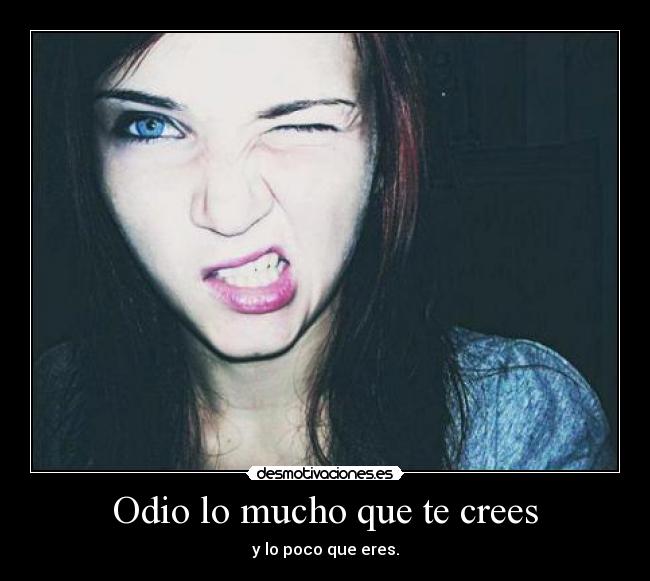 Odio lo mucho que te crees - y lo poco que eres.