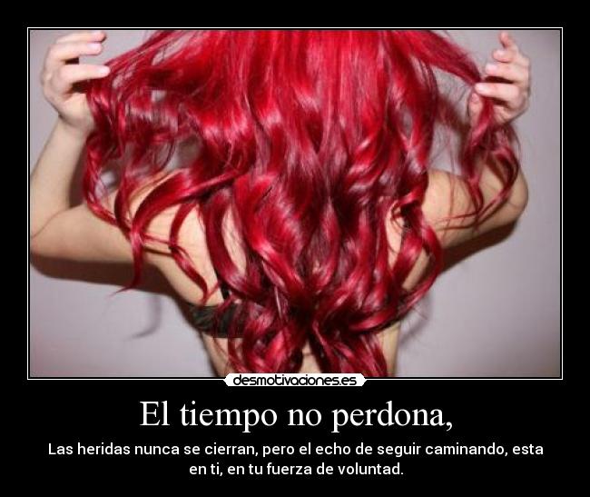 El tiempo no perdona, - Las heridas nunca se cierran, pero el echo de seguir caminando, esta
en ti, en tu fuerza de voluntad.