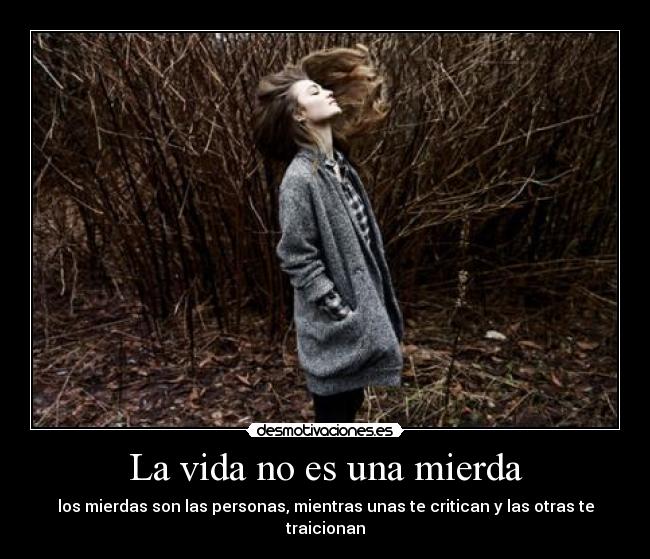 La vida no es una mierda - los mierdas son las personas, mientras unas te critican y las otras te traicionan