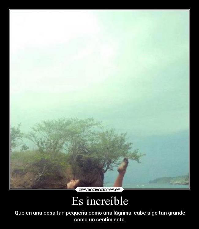 Es increíble - Que en una cosa tan pequeña como una lágrima, cabe algo tan grande
como un sentimiento.