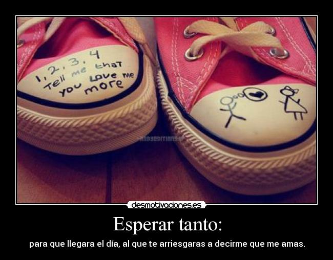 Esperar tanto: - para que llegara el día, al que te arriesgaras a decirme que me amas.
