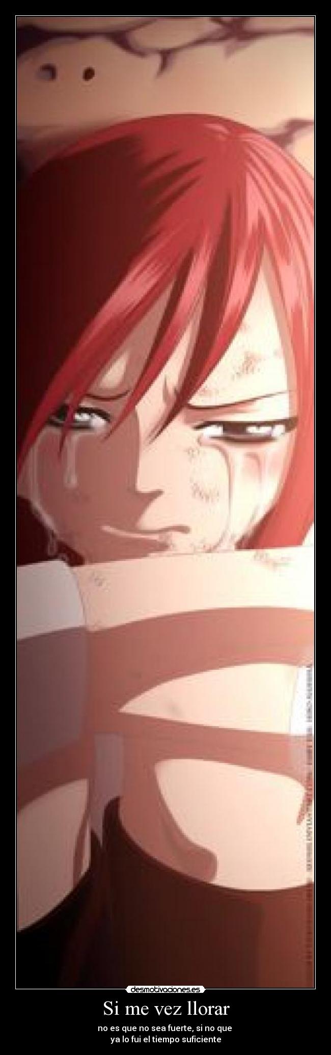 carteles llorar erza scarlett fairy tail desmotivaciones