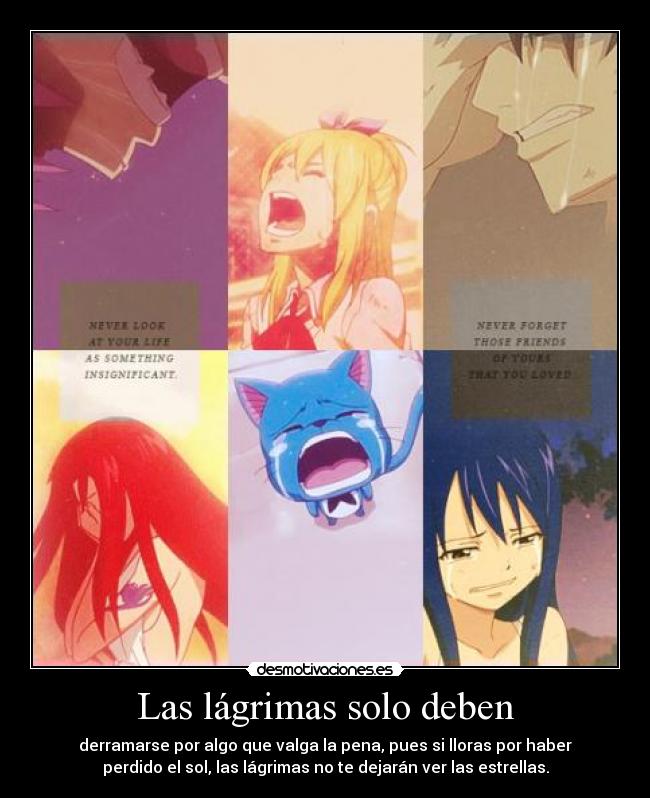 carteles las lagrimas anime manga fairy tail cartel verdad deben grupo desmotivaciones