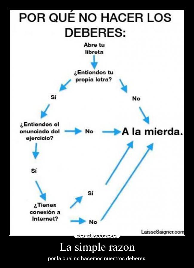 La simple razon - por la cual no hacemos nuestros deberes.
