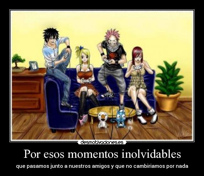 carteles por esas momentos annime manga fairy tail natsu gray lucy erza cartel desmotivaciones