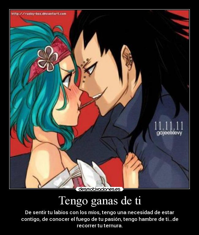 carteles anime gazille levy fairy tail tengo ganas desmotivaciones