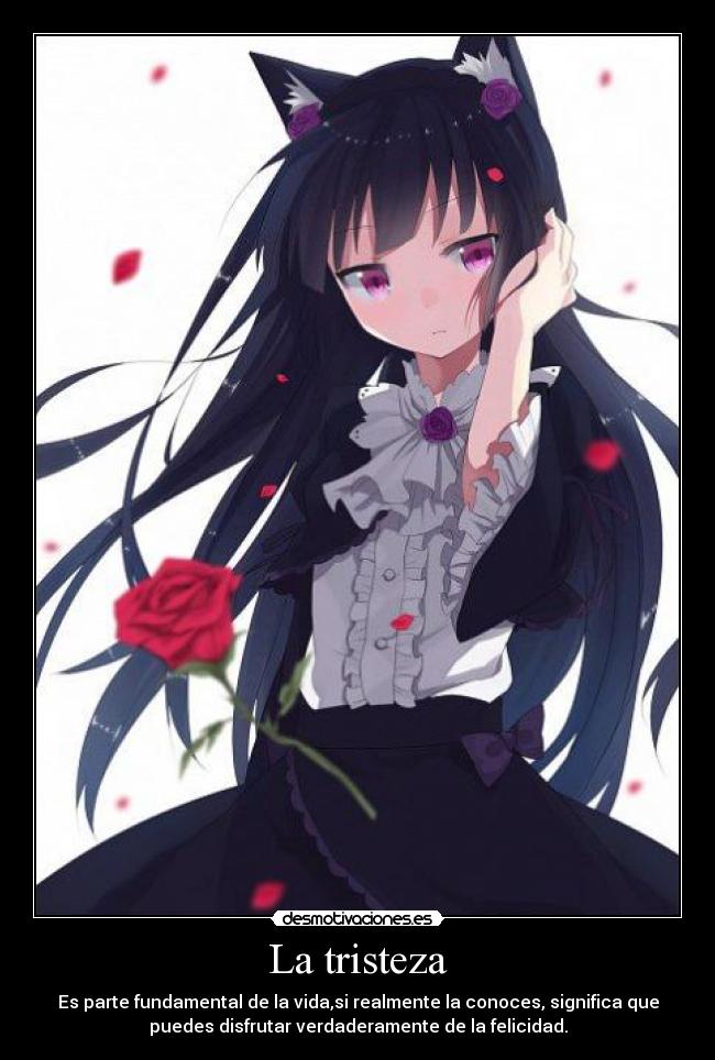 La tristeza - Es parte fundamental de la vida,si realmente la conoces, significa que
puedes disfrutar verdaderamente de la felicidad.