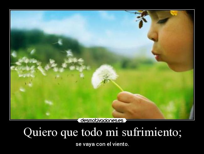 Quiero que todo mi sufrimiento; - se vaya con el viento.