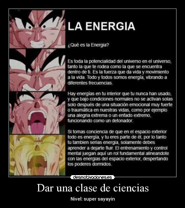Dar una clase de ciencias - Nivel: super sayayin
