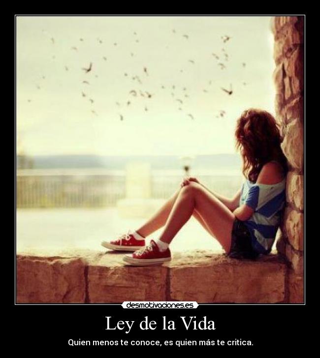 Ley de la Vida - Quien menos te conoce, es quien más te critica.