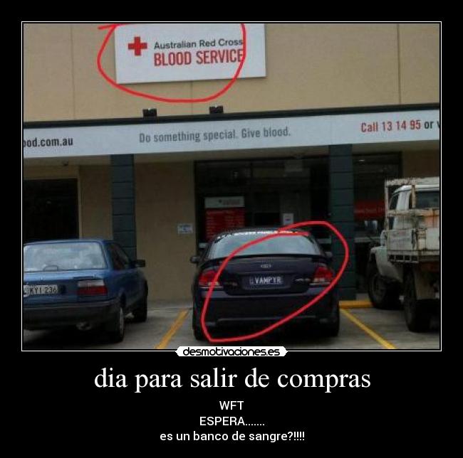 dia para salir de compras - WFT
ESPERA.......
es un banco de sangre?!!!!