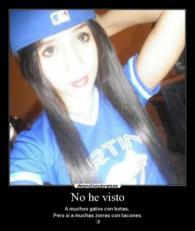 No he visto - A muchos gatos con botas,
Pero si a muchas zorras con tacones.
:3