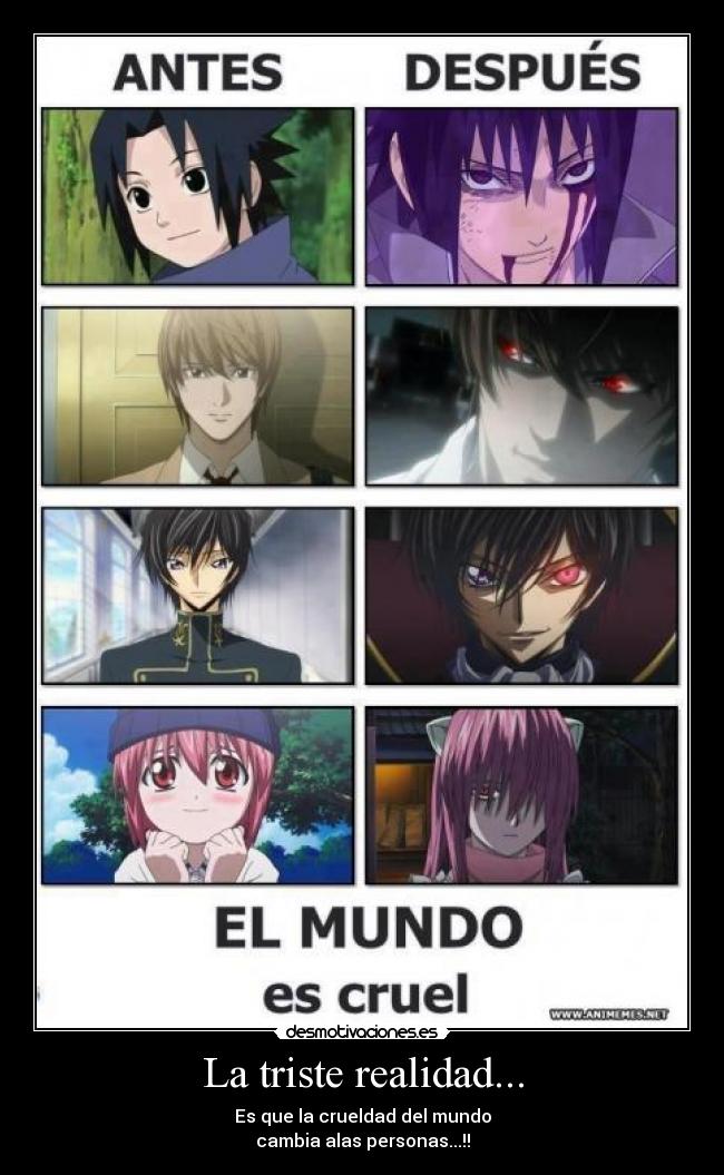 La triste realidad... - Es que la crueldad del mundo
cambia alas personas...!!