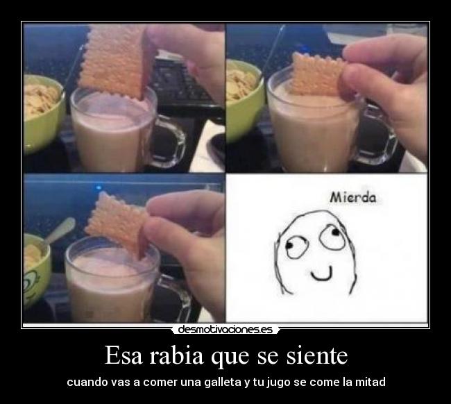 Esa rabia que se siente - cuando vas a comer una galleta y tu jugo se come la mitad