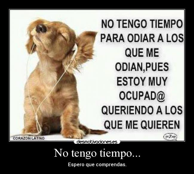No tengo tiempo... - Espero que comprendas.