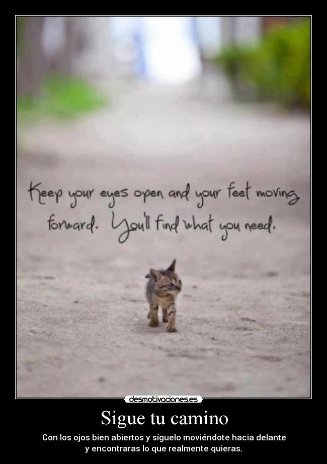 Sigue tu camino - Con los ojos bien abiertos y síguelo moviéndote hacia delante
y encontraras lo que realmente quieras.