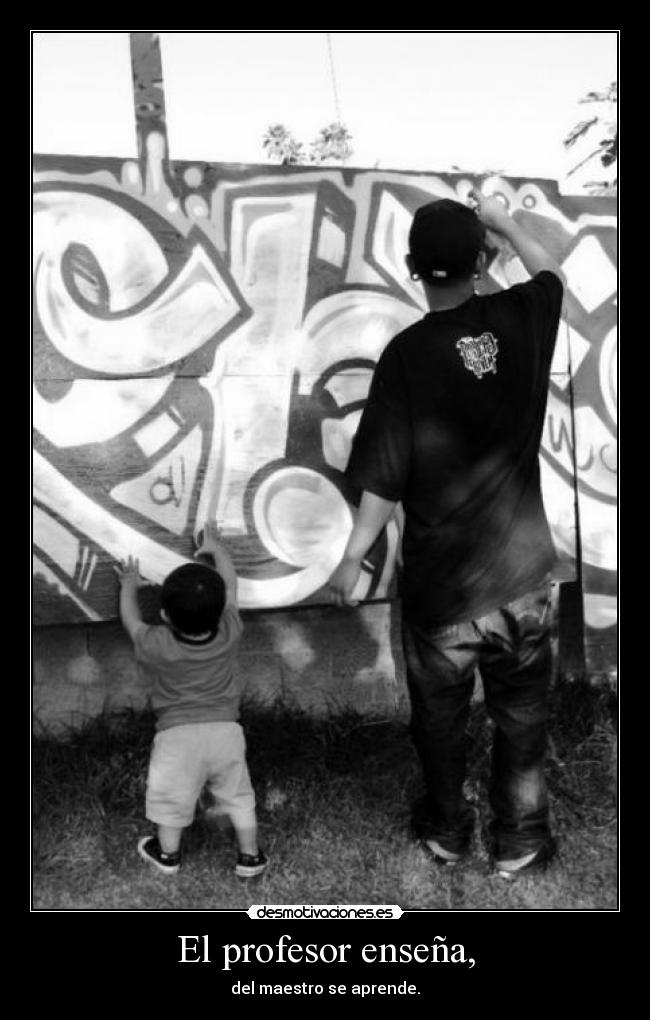 El profesor enseña, -