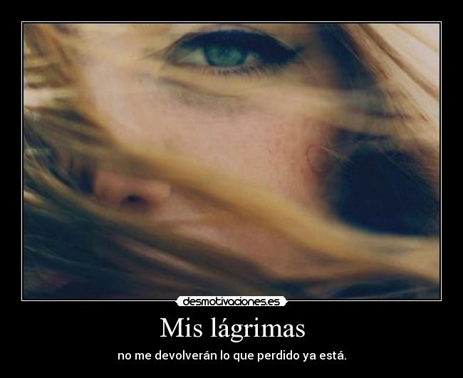 Mis lágrimas - no me devolverán lo que perdido ya está.
