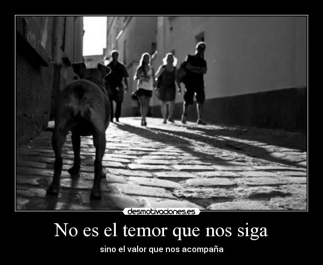 No es el temor que nos siga - sino el valor que nos acompaña