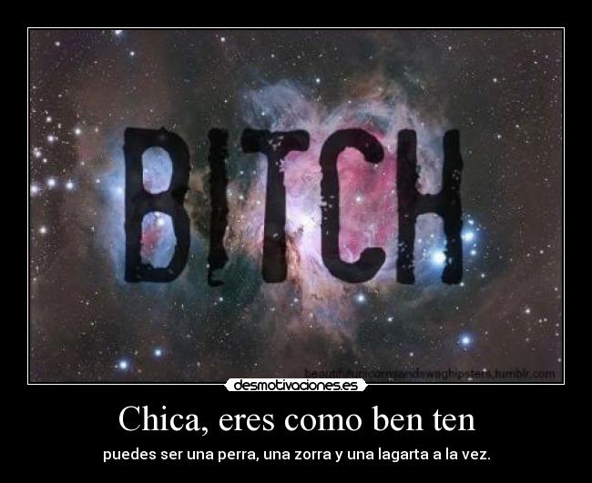 Chica, eres como ben ten - puedes ser una perra, una zorra y una lagarta a la vez.