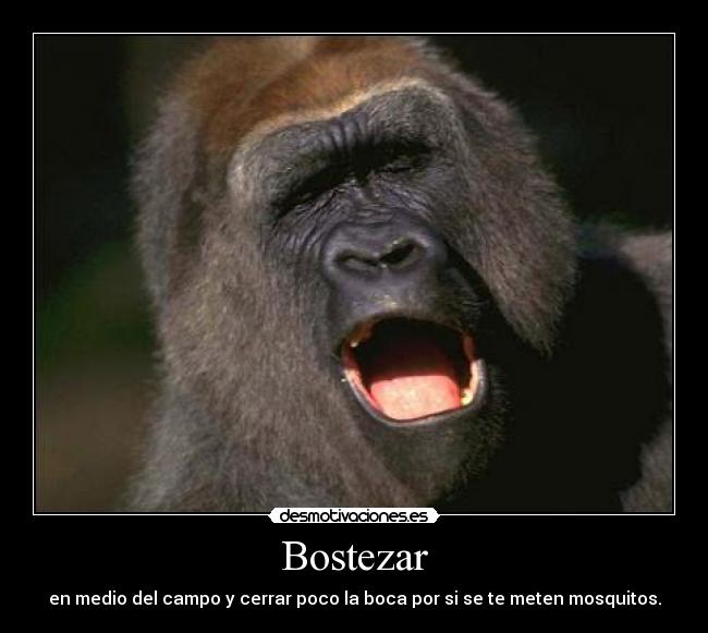 Bostezar - en medio del campo y cerrar poco la boca por si se te meten mosquitos.