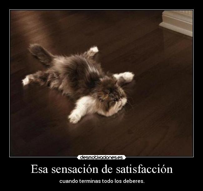 Esa sensación de satisfacción - cuando terminas todo los deberes.